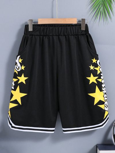 Teen Boys' Letter & Pentagram Printed Shorts