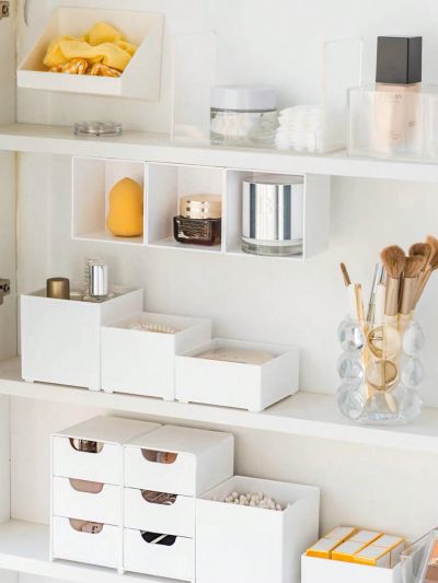 1pc Simple Style Mirror Cabinet Design Tabletop Or Wall Mounted Multiple Scenarios Applicable Stackable And Freely Combinable Visible Organizer For Cosmetics, Jewelry And Small Ornaments Suitable For Home Use