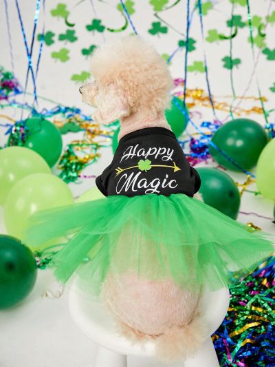 PETSIN St. Patrick's Day Green Mesh Tutu Dress For Pets