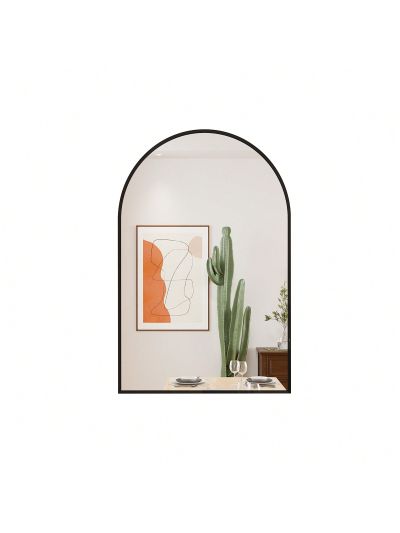 Arch suspension mirror, Bedroom Mirror Wall-Mounted Mirror Dressing Mirror with Black Aluminum Alloy Frame, 36" x 24"