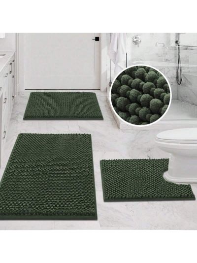 H.VERSAILTEX 3 Pieces Bathroom Rugs Sets Non Slip Extra Absorbent Bath Mat Set for Bathroom with Toilet Rugs for Tub, Shower Washable Carpets Set