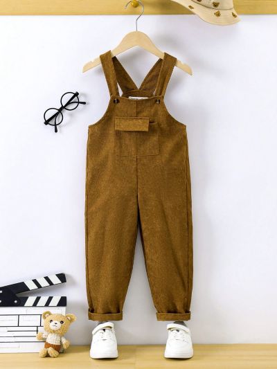 SHEIN Kids Academe Toddler Boys' Casual Overalls With Pockets