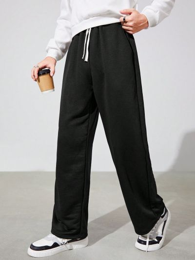 SHEIN Teen Boy Drawstring Waist Slant Pocket Sweatpants