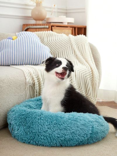 PETSIN Green Plush Deep Sleep Dog & Cat Round Bed, Removable And Washable