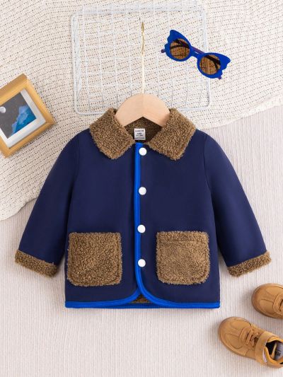 Baby Boy Dual Pocket Borg Collar Coat