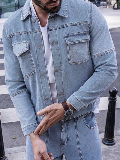 Men's Workwear Denim Jacket With Pockets