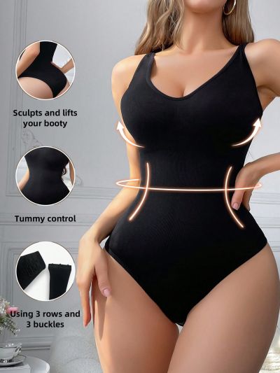 Women's Solid Color Bodysuit Shapewear