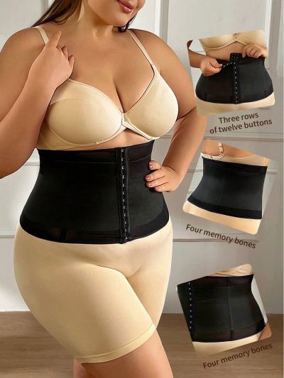 Large Size 1pc Solid Color Hook Eye Front Waist Trainer