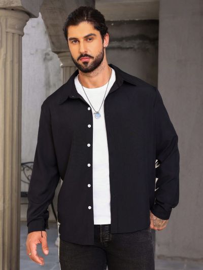 Extended Sizes Men's Plus Size Long Sleeve Shirt