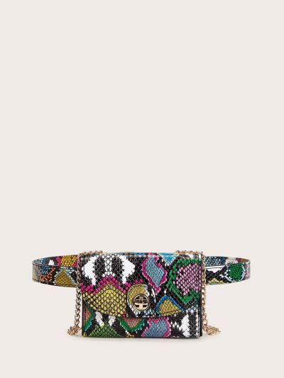 Mini Twist Lock Snakeskin Fanny Pack
