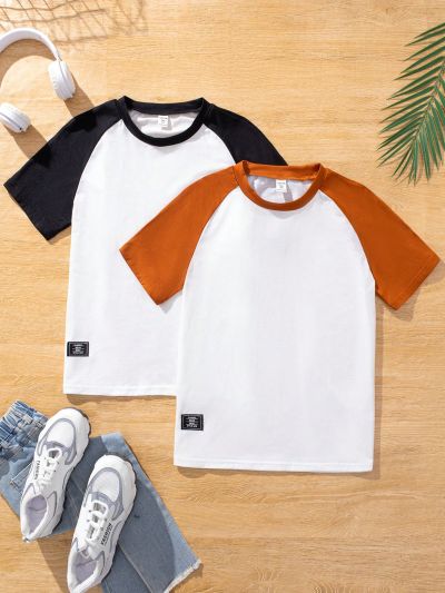 Teen Boys' Color Block Patch Raglan Sleeve Detail T-Shirt