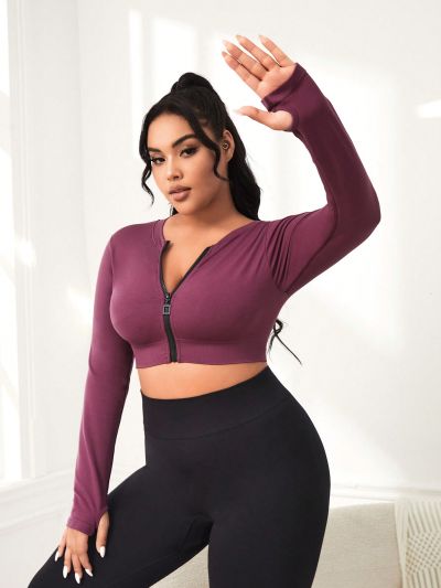 Street Sport Plus Size Women's Zipper Front Sports Jacket