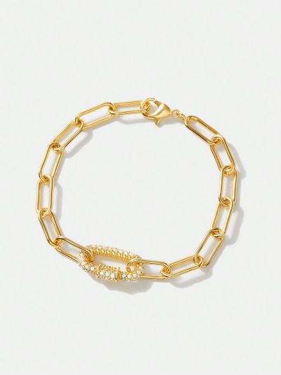 MOTF PREMIUM GOLD PLATED FULL CRYSTAL BUCKLE MINIMALIST STYLE CHAIN BRACELET