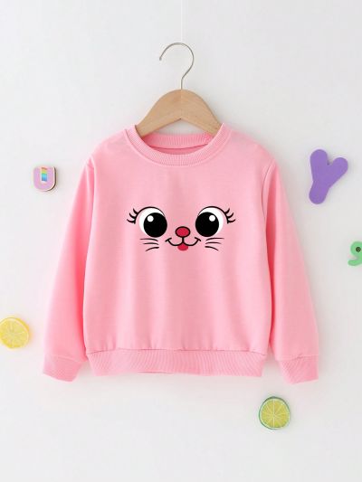 Young Girls Cartoon Graphic Sweatshirt