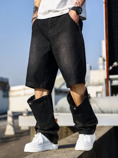 Manfinity EMRG Men's Ripped Casual Jeans With Washed Effect