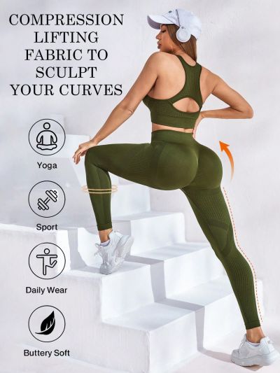 Hollow Out Detailing Crop Top And Leggings Sportswear Set