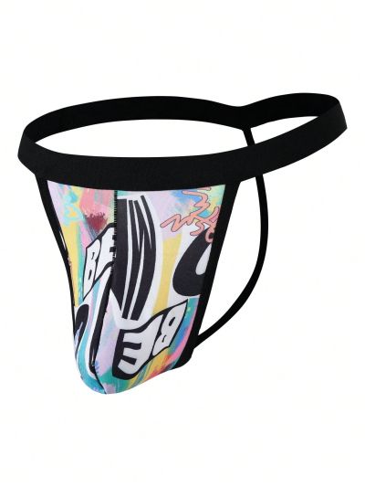 Men's Thong Underwear With Letter Print