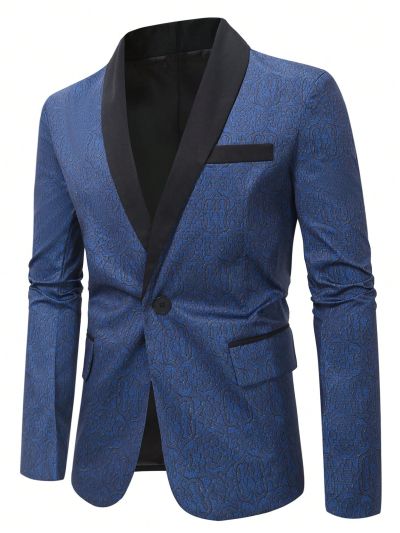 Extended Sizes Men's Plus Size Color Block Shawl Collar Blazer