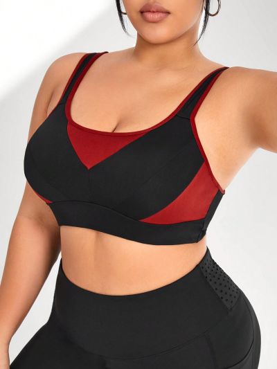 Plus Size Women's High Impact Sports Bra With Molded Cups And Elastic Strap