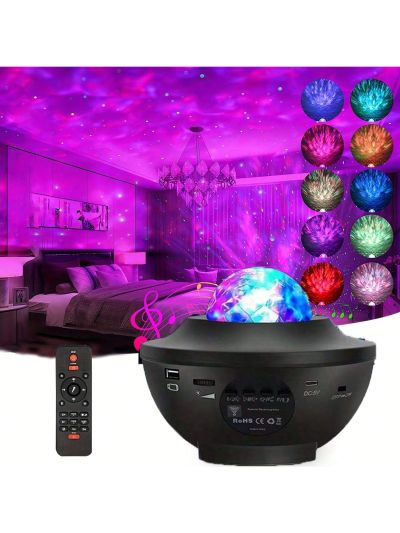 1pc Star Projector Galaxy Night Light Projector, 4 In 1 Starry Projector Light ,Music Speakers And Timer,Adjustable Color Galaxy Projector,Perfect For Bedroom,Party Light,Room Decor, For Halloween,Christmas Gifts