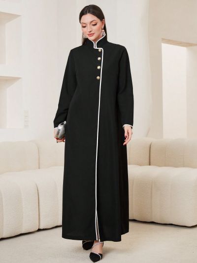 SHEIN Najma Women's Colorblock Single Button Arab Robe