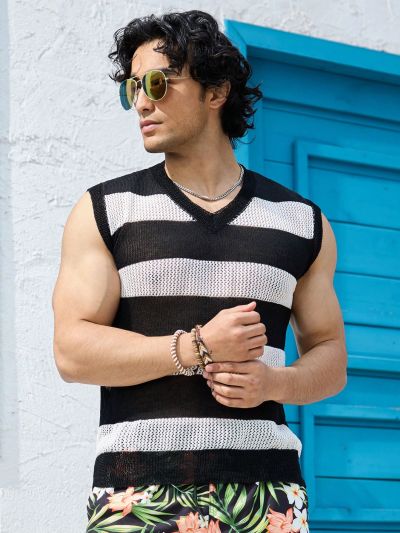 Men'S Striped Sweater Vest