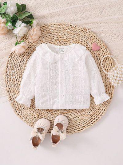Baby Girls' Knitted Jacquard Lace Splice Shirt