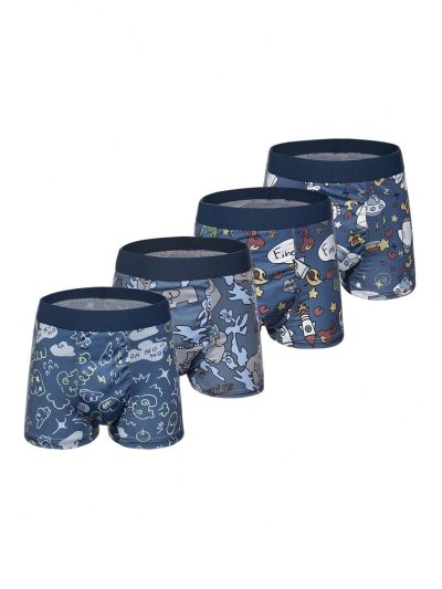 Cartoon Printed Tween Boy Boxer Shorts