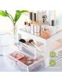 Makeup Organizer for Vanity, Cosmetic Display Cases, Bedroom Bathroom Countertop Desk Cosmetics Organizer for Skin Care, Nail Polish, Eye Shadow, Lotion and Brushes (Clear 3-Layers)