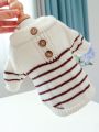1pc Pet Clothes, French Stripe Pattern Soft Warm Comfortable Cute Sweater For Dogs And Cats, Autumn And Winter