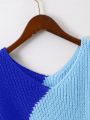 Teen Girls Contrasting Color Double V-Neck Sweater