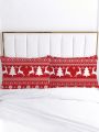 1pair Christmas Elk Pattern Pillowcase Without Filler