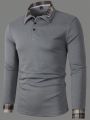 Men's Long-sleeved Plaid Polo Shirt