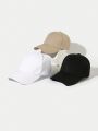 3pcs Unisex Solid Color Baseball Cap For Daily Wear