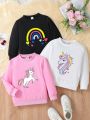 Toddler Girls' Long Sleeve Sweatshirt With Heart & Unicorn Print