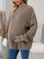 Maternity Mock Neck Drop Shoulder Sweater