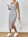Tennis Casual Bodycon Split Design Sporty Dress, Slimming Effect