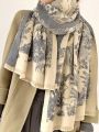 1pc Light grey Camel Women Cashmere Feeling Color Long Shawl Scarf, Printed Pattern Keep Warm Wool Fashion Scarf, For Autumn Winter Daily Life Evening Dresses Wedding and gift
