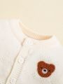 SHEIN Baby Boy Newborn Cute Bear Embroidered Casual Cardigan