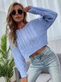SHEIN Frenchy Light Blue Round Neck Casual Women's Sweater
