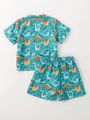 Infant Boys' Animal Printed Front Open Shirt And Shorts Swimwear Set