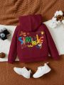 SHEIN Kids HYPEME Young Boy Cartoon & Letter Graphic Hoodie