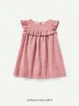 Cozy Cub Baby Girls' Solid Color Sweet Ruffle Trim Sleeveless Round Neck Dress