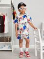 SHEIN Kids HYPEME Young Boy's Loose Fit Casual Set With Letter Print
