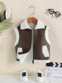 Baby Boy's Cute Sleeveless Warm Coat For Daily Use In Spring, Autumn And Winter