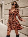 SHEIN Clasi Women'S Floral Print Wrap Neckline Dress