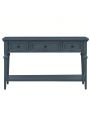 Classic Retro Style Console Table with Three Top Drawers and Open Style Bottom Shelf, Easy Assembly