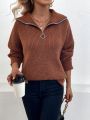 Half Zip Drop Shoulder Sweater