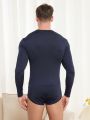 Men Solid Zip Front Lounge Bodysuit