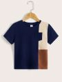 SHEIN Kids EVRYDAY Young Boy Casual Comfy Colorblock T-Shirt